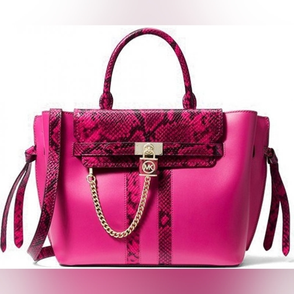 Michael Kors Handbags - Authentic Michael Kors Hamilton Legacy Large Bag in Fuschia and Croc effect